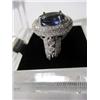 Image 2 : A34-18  14K WHITE GOLD TANZANITE & DIAMOND RING