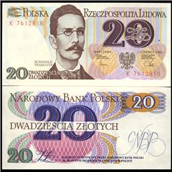 1982 Poland 20 Zlotych Crisp Unc Note (CUR-06152)