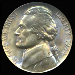 1944P Silver WW2 Jeff 5c Graded GEM Rainbow Toned (COI-6222)