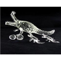 Handcrafted Glass Crocodile Mom & Kids (DEC-386)