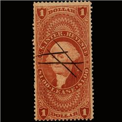 1860s US Revenue Stamp $1 Lease (STM-1424)