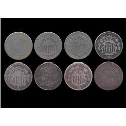 1867-83 Shield Nickel Circulated Lot 8 Pieces (COI-7613)