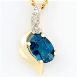 1.04ct London Bl Topaz Diamond 9k Gold Pendant (JEW-9276X)
