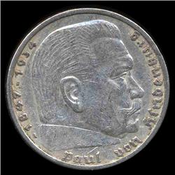 1935A Nazi Germany 5 Mark Hi Grade RARE ERROR (COI-8216)