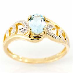 1.11ct Natural Aquamarine Diamond 9k Gold Ring (JEW-9353X)