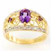 Image 1 : 1.54ct Natural Amethyst 22 Diamond Ring 9k Gold (JEW-9425X)