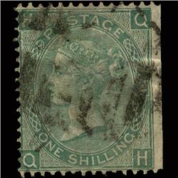 1856 RARE GB 1s Green Used Stamp (STM-1545)