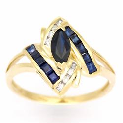 1.26ct Natural Bl Sapphire Diamond 9k Gold Ring (JEW-9370X)