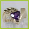 Image 1 : Genuine 1.69 ctw Amethyst & Diamond Ring 14KT Yellow Gold 