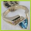 Image 2 : Genuine 2.35 ctw Blue Topaz & Diamond Ring 14KT Yellow Gold 