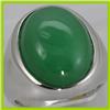 Image 1 : Genuine 20x16mm Large Green Jade Capizon Ring 14KT Gold-White