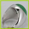 Image 2 : Genuine 20x16mm Large Green Jade Capizon Ring 14KT Gold-White