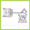 Image 1 : 3.00 ctw Princess cut Diamond Stud Earrings I-J, SI2