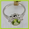 Image 2 : Genuine 1.40 ctw Peridot & Diamond Ring 14KT White Gold 