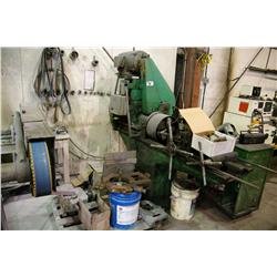 LARGE GREEN PIPE THREADING MACHINE