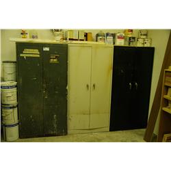 3 Paint Cabinets With Large Inventory Of Paints