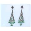 Image 1 : 18k Gold and Silver Earrings with Emerald and Diamond