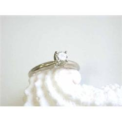 14k White Gold Solitaire Diamond Ring