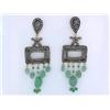 Image 1 : 18k Gold and Silver Earrings with Emeralds & Diamonds