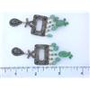 Image 4 : 18k Gold and Silver Earrings with Emeralds & Diamonds