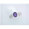 Image 1 : 14k White Gold Ring with Amethyst and Diamonds