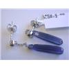 Image 4 : 14k White Gold Dangling Earrings with Blue Quartz