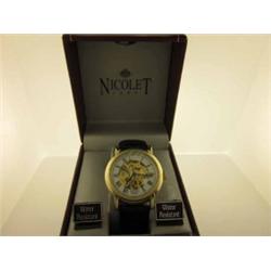 Nicolet Men's Skeleton Automatic Stainless Steel Watch