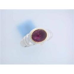 Silver Ring with Gold and Tourmaline