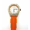 Image 2 : Case: Stainlesss steel case  Strap: Orange silicone strap  Clasp: Buckle  Calendar: Date display  Th
