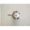 Image 1 : 14k White Gold Ring with Pearl and Diamonds