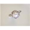 Image 2 : 14k White Gold Ring with Pearl and Diamonds