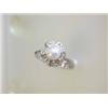 Image 3 : 14k White Gold Ring with Pearl and Diamonds