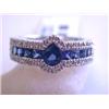 Image 1 : 14k White Gold Ring with Diamonds and Sapphire