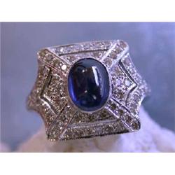18k White Gold Ring with Diamonds and Sapphire