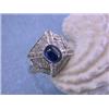 Image 3 : 18k White Gold Ring with Diamonds and Sapphire