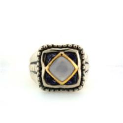 Silver Ring with Chalcedony and Iolite