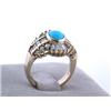 Image 2 : 14k Gold Diamond Ring with Diamonds and Turquoise