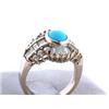 Image 5 : 14k Gold Diamond Ring with Diamonds and Turquoise