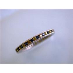 Platinum Ring with Sapphire and Canary Diamonds