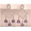 Image 1 : 14k Gold Earrings with Diamonds and Amethyst