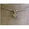 Image 1 : 14k White Gold Necklace with Solitaire Diamond Pendant