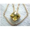 Image 4 : EFJ 18ky Gold Diamond Necklace w/ Lemon Quartz