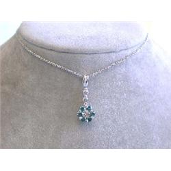 18k White Gold Necklace with Round and Blue Diamonds