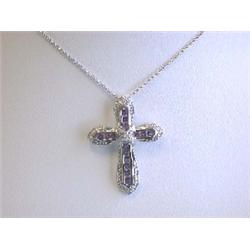 14k White Gold Necklace with Cross Pendant