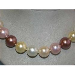 Colored Shell Pearl Necklace with Gold Clasp