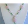 Image 1 : Silver with Rose and Green Quartz Necklace