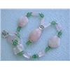 Image 3 : Silver with Rose and Green Quartz Necklace