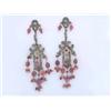Image 1 : 18k Gold and Silver Earrings w/ Tourmaline and Diamonds