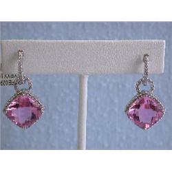 14k Ladies Fashion Earrings with Diamonds and Quartz
