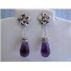 Image 1 : 14kw Gold Earrings with Diamonds and Amethyst